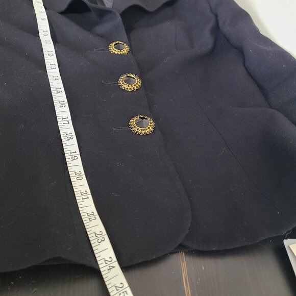 NWT CHRISTIAN DIOR Vintage Skirt & Blazer Suit Set Wool Gold Buttons Size 8 - Picture 12 of 16